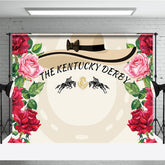 Lofaris Red Pink Rose Lady Hat Happy Kentucky Derby Backdrop